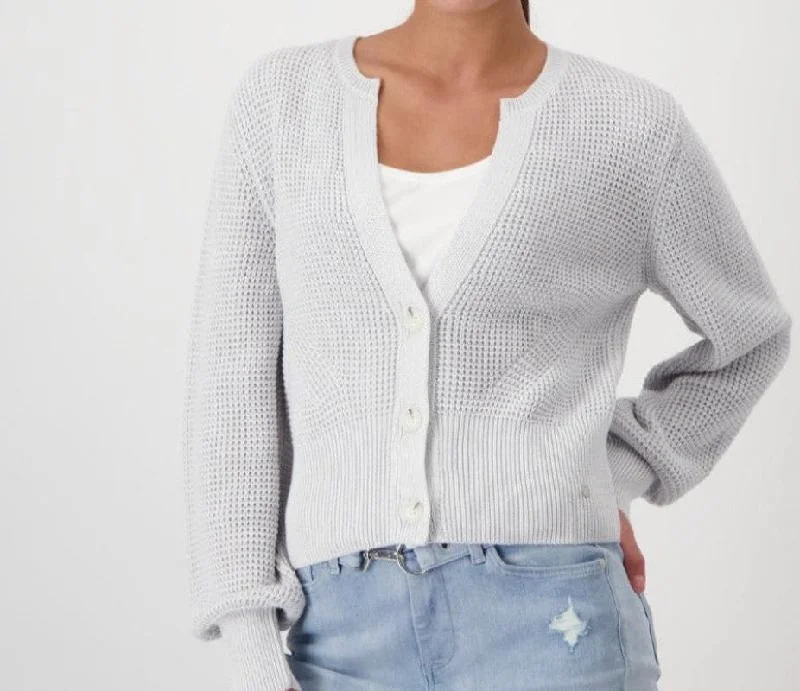 Monari Waffle Cardigan - Grey French