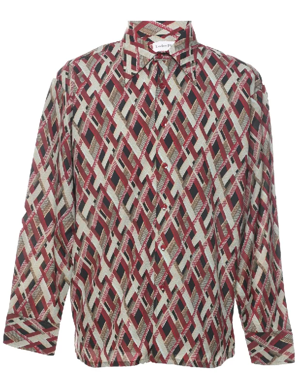 1970s Geometric Pattern Shirt - XL European