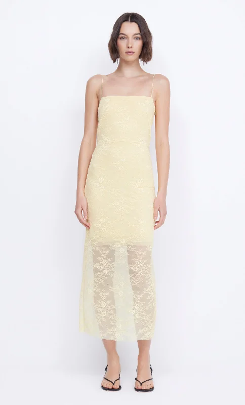 JULIETTE COLUMN MIDI DRESS - BUTTER YELLOW