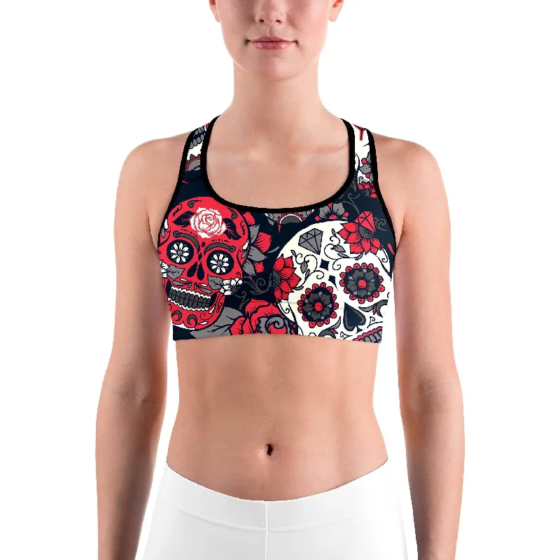 Pink Sugar Skull Sports Bra Cozy Women's Sherpa - lined