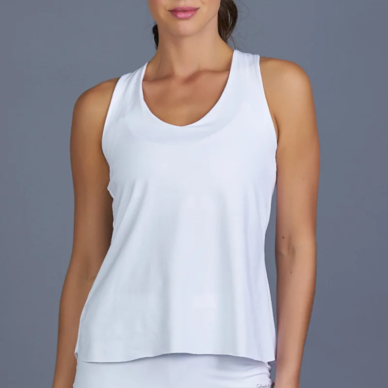 Club White Racerback Top (white) Sleek Women's Metallic