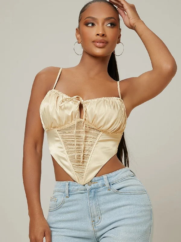 Sexy Plain Ruched Bust Spaghetti Strap Asymmetrical Crop Women Tank Top & Cami Minimalist Women's Casual Sexy Plain Ruched Bust Spaghetti Strap Asymmetrical Crop Women Tank Top & Cami Minimalist Women's Casual