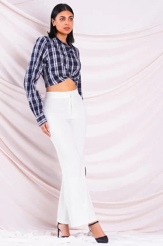 Black Plaid Cropped Shirt Earthy Women's Hemp - based