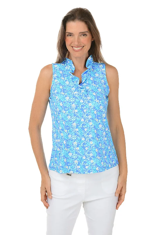 Spring Garden UPF50+ Ruffle Sleeveless Top French