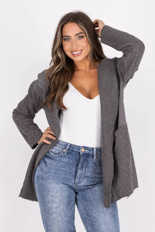 The World is Yours Women's Cozy Open Front Hooded Cardigan European
