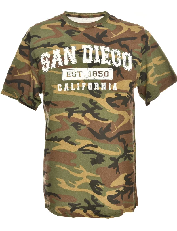 Camouflage Print Printed T-shirt - L Modern Women's Tech