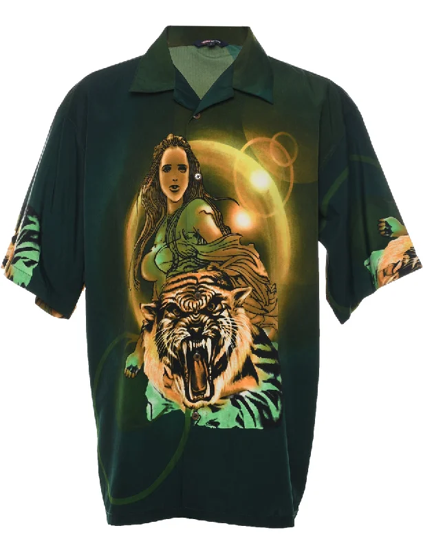 1990s Animal Print Shirt - L Edgy Women's Punk