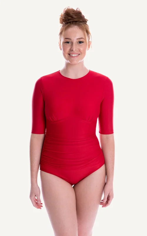 Ava Half Sleeve One Piece Swimsuit | Ruby