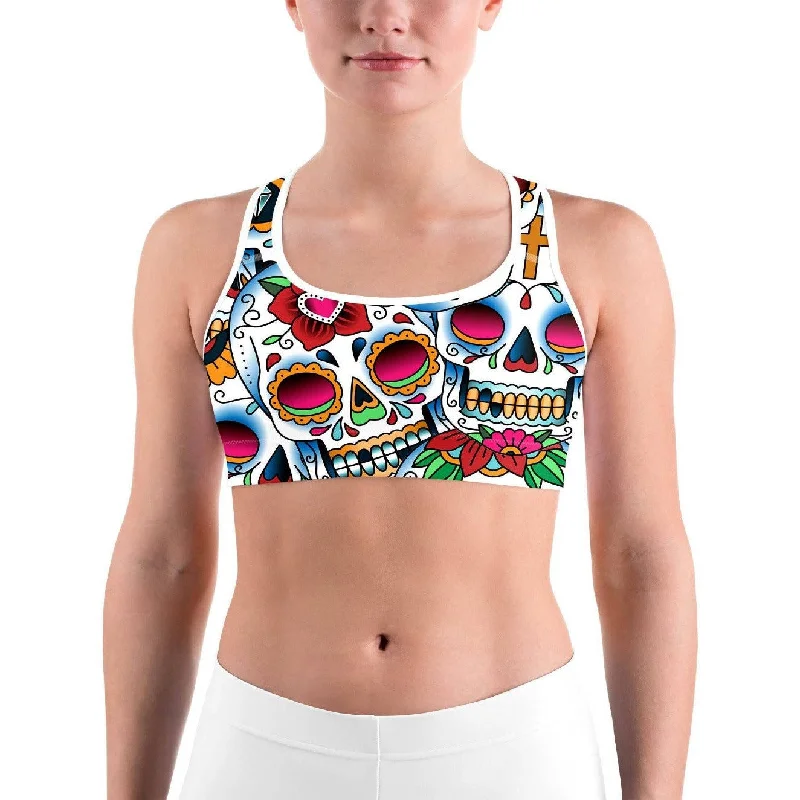 Colorful Dead - Sugar Skull Sports Bra Relaxed Women's 