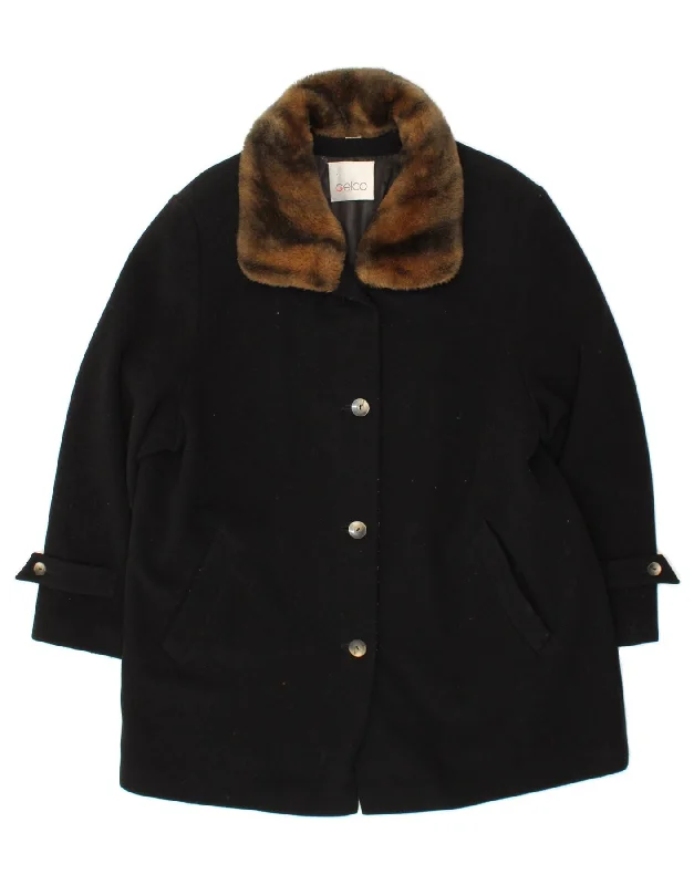 VINTAGE Womens Overcoat UK 18 XL  Black Wool Bohemian Women's Free