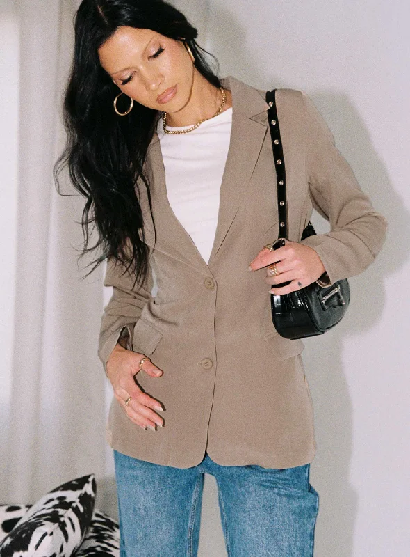Rozzila Blazer Taupe Cozy Women's Sherpa - lined