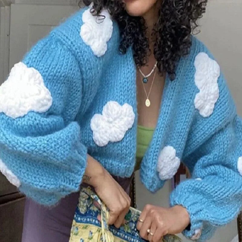 Handmade Cloud Knitted Cardigan Athletic Women's High - 