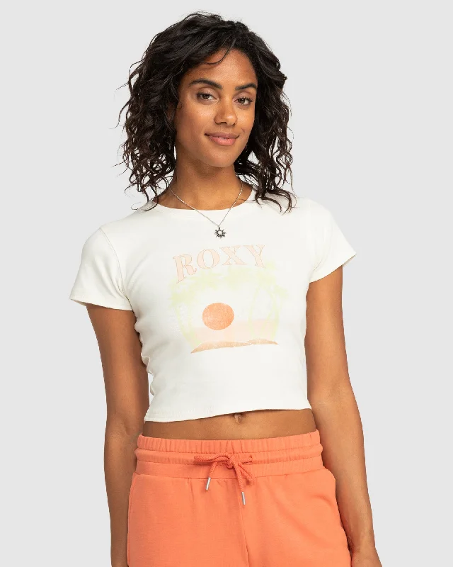 Womens Roxy All Day Short Sleeve Cropped T-Shirt Sleek Women's 