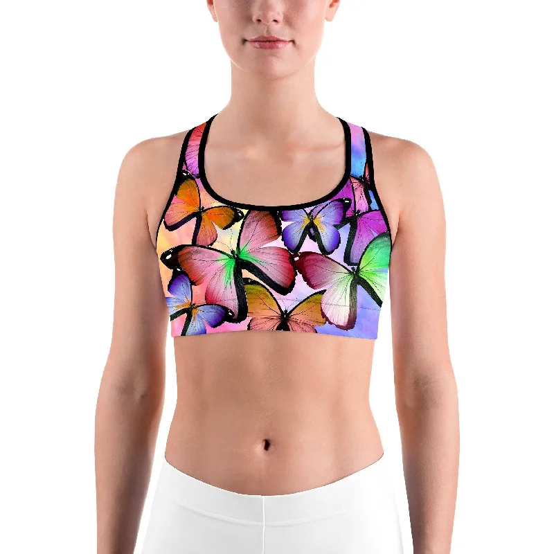 Colorful Butterflies Sports bra British Gentlewoman Style