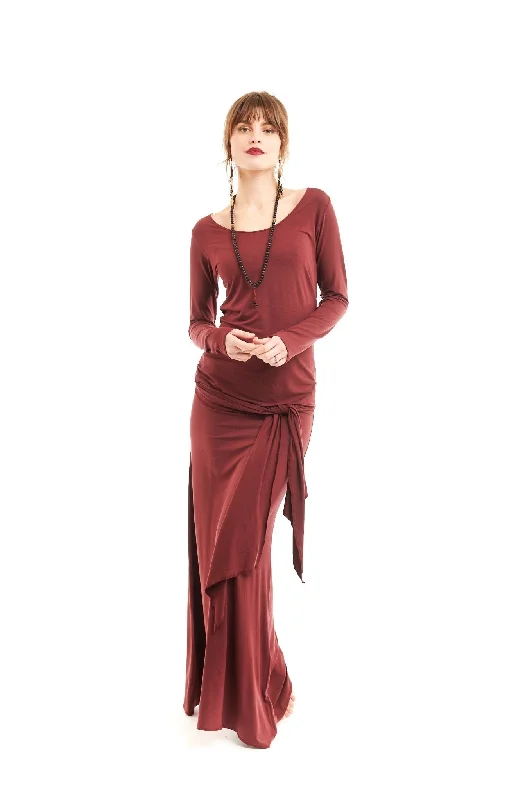 BAMBOO LONG SLEEVE TOP BURGUNDY Adventure