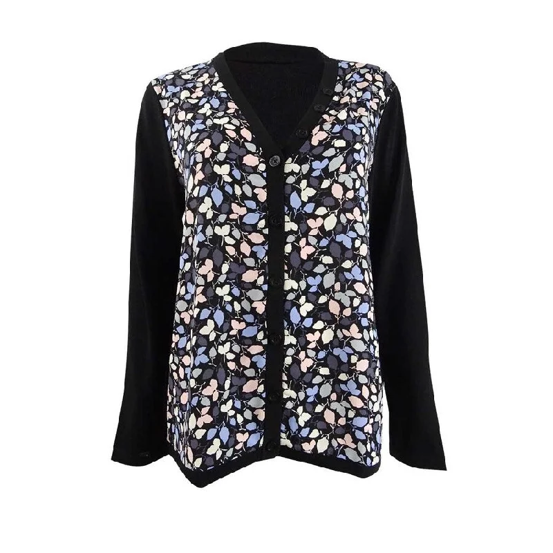 Anne Klein Women's Floral-Print Cardigan Trendy Women's 