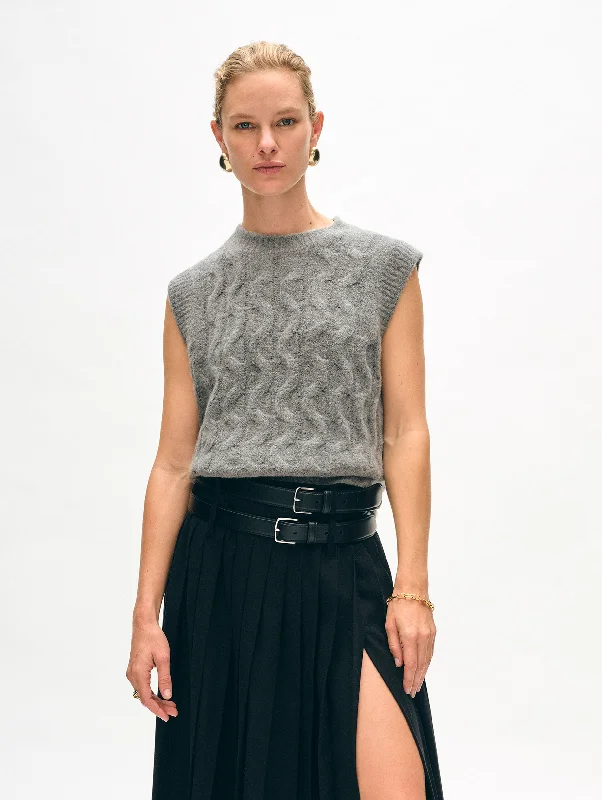 Merino Cashmere Bouclé Cable Vest Bohemian Women's Free