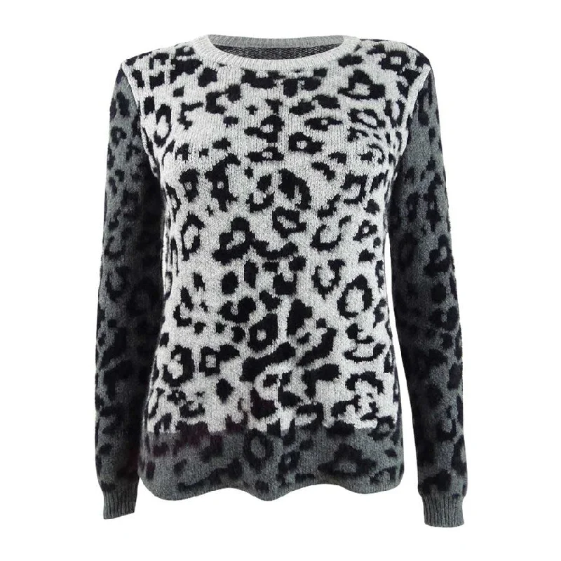 Vince Camuto Women's Leopard-Print Colorblocked Sweater Casual Women's Loose - fitting