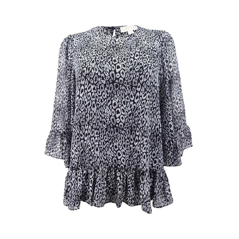 MICHAEL Michael Kors Women's Printed Ruffled Top Women