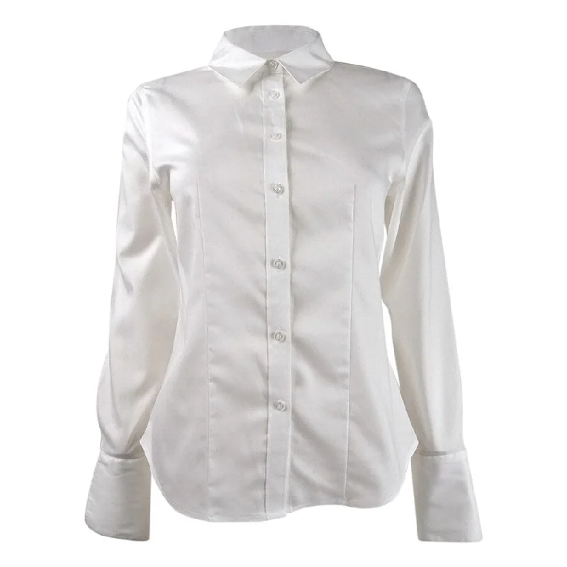 Calvin Klein Women's Cotton Button-Front Shirt Refined Women's Velvet