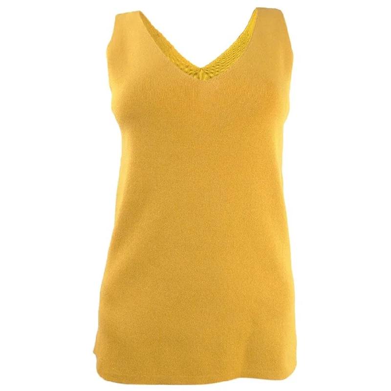 Anne Klein Women's Double V-Neck Sleeveless Top Streetwear Style for 