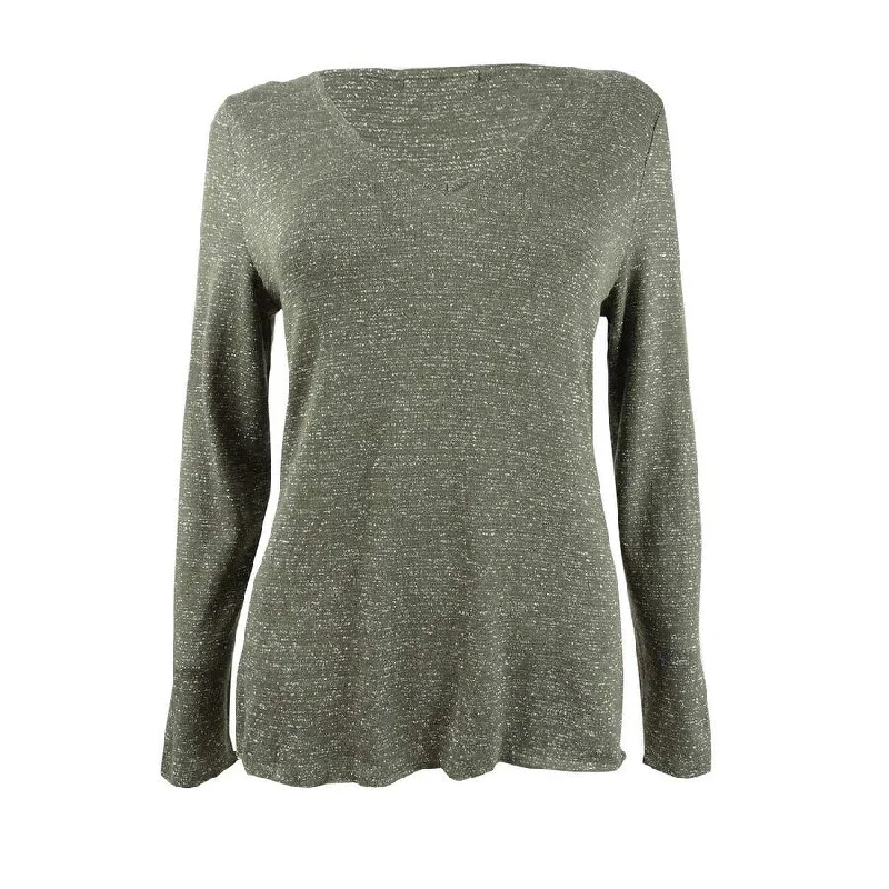 INC International Concepts Women's Shiny Knit Top Geometric