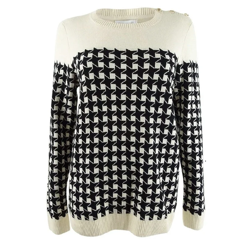 Charter Club Women's Plaid Houndstooth Sweater Refined Women's 