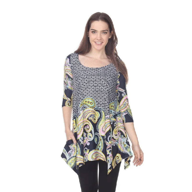 White Mark Women's 3/4 Sleeve Teagan Tunic Top Trendy Women's 