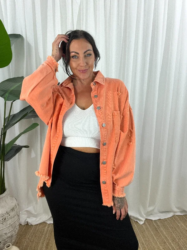 Kane Oversized Denim Jacket - Orange Confident Women's Power