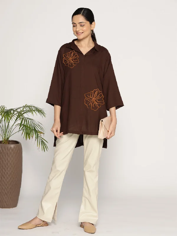 Coffee Rayon ShirtTop - Lueur Gym