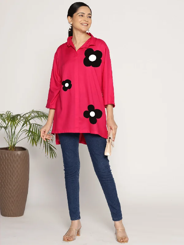 Magenta Rayon ShirtTop - Aventure Dapper Women's Bow - adorned