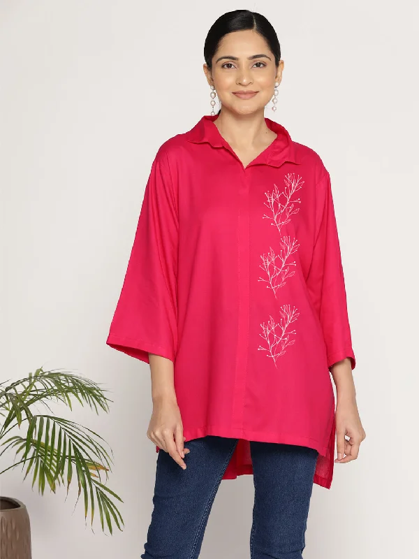 Magenta Rayon ShirtTop - Glace British Gentlewoman Style