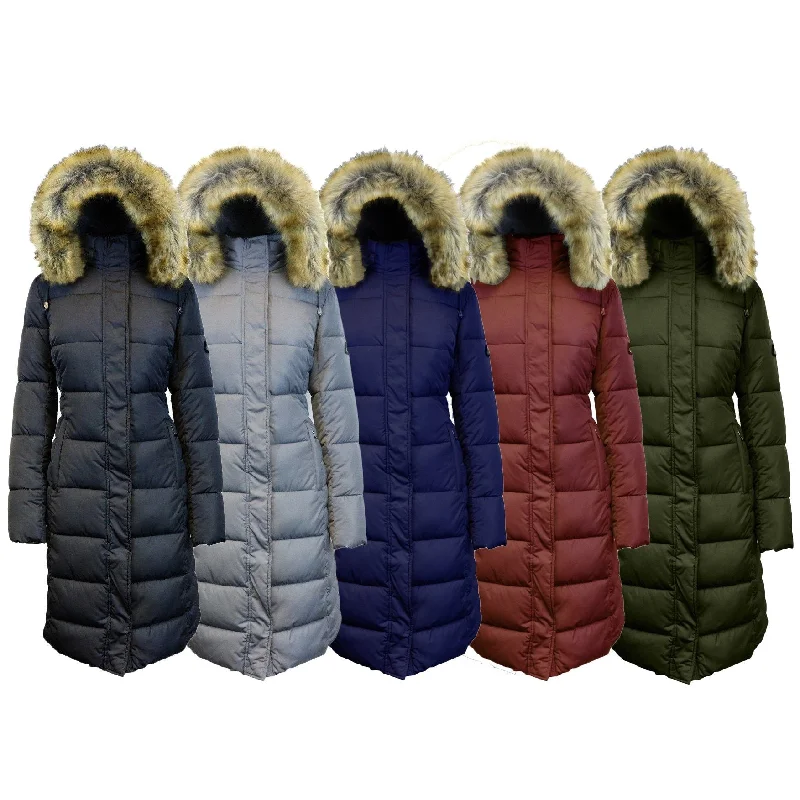 Long Heavyweight Parka Jacket with Faux-Fur Hood Cool Women's Distressed