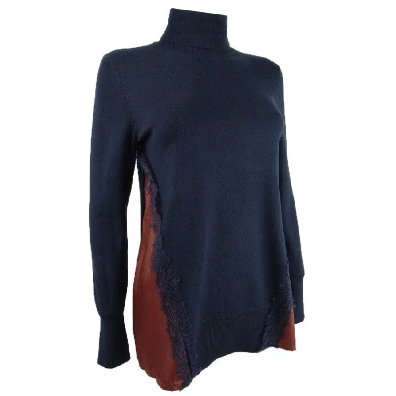 DKNY Women's Mixed-Media Turtleneck Sweater French