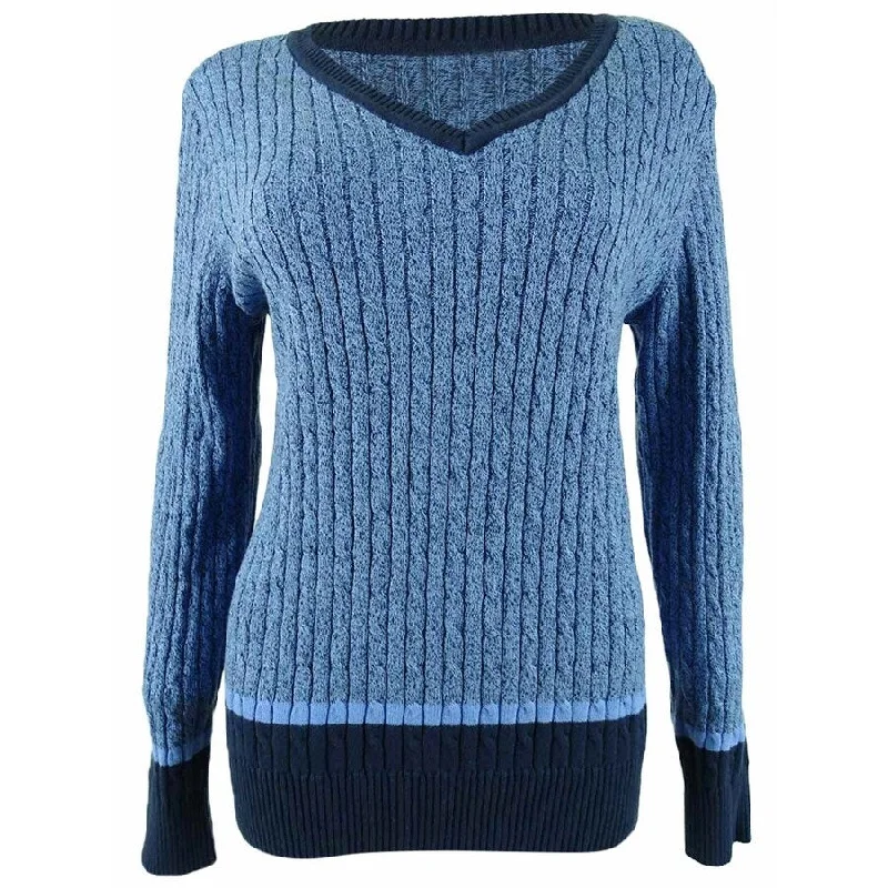 Karen Scott Women's Teresa Cotton Colorblocked Sweater Minimalist Women's Casual