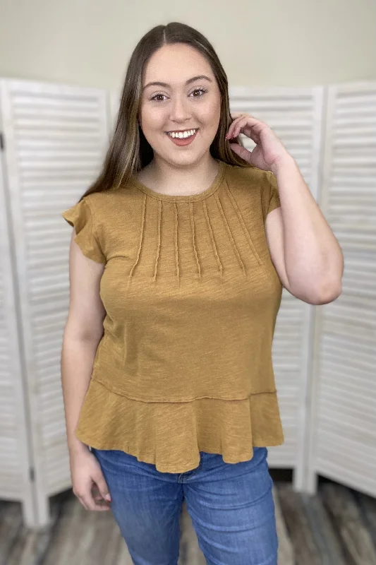 My Personality Women's Textured Ruffle Short Sleeve Top Cozy Women's Winter