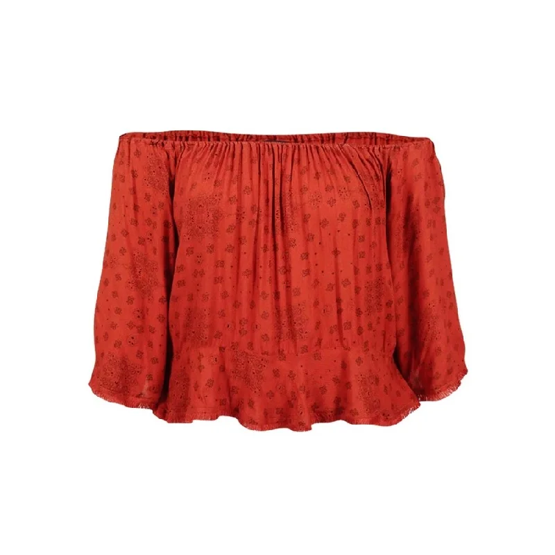 Buffalo David Bitton Women's Twayn Rust Off-The-Shoulder Top Feminine Women's Style 
