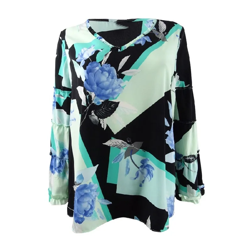 Alfani Women's Printed Ruffle-Trim Top Hip Women's Urban