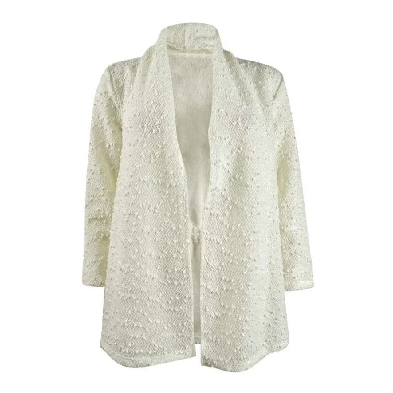 Kasper Women's Textured Sequined Jacket Classic Women's Pin - striped