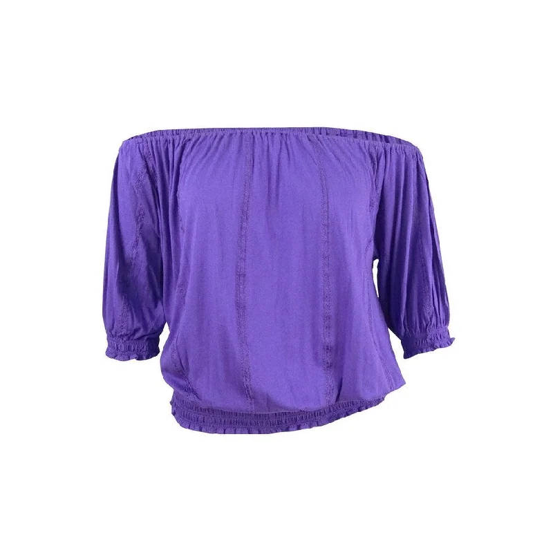 Lauren Ralph Lauren Women's Smocked Off-The-Shoulder Top Sporty Women's Tennis