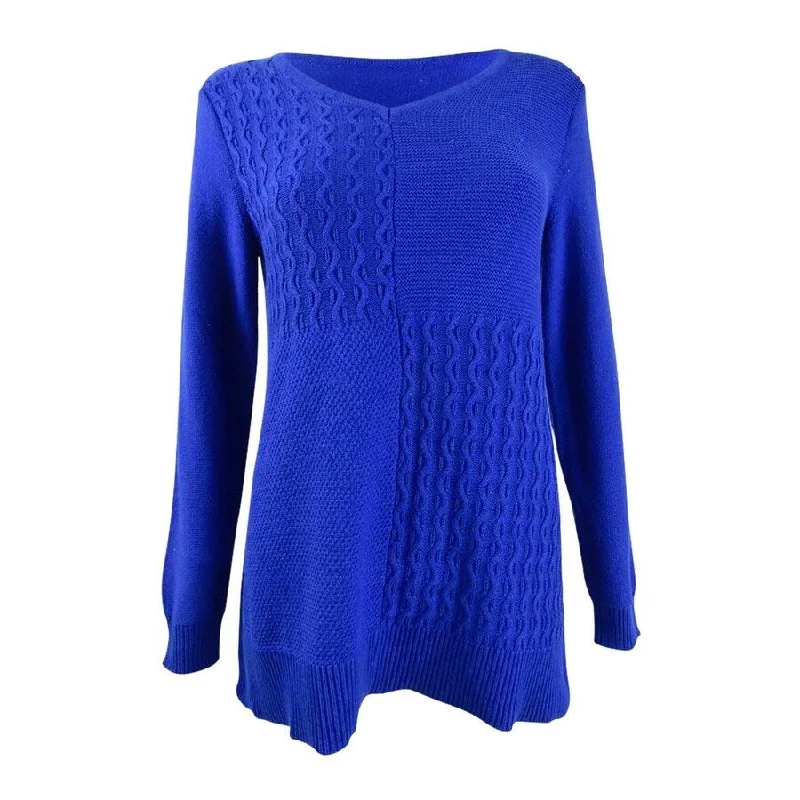 Karen Scott Women's Cotton Mixed-Stitch Sweater Feminine Women's Soft 