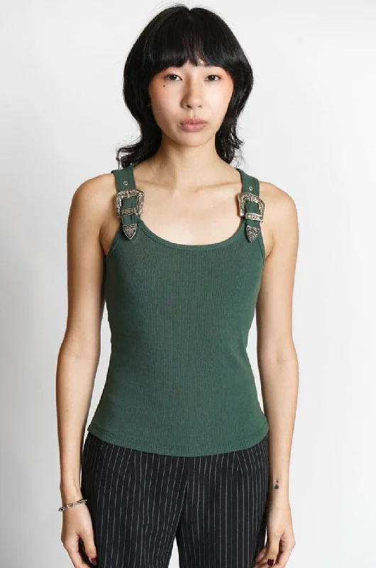 Arques Western Buckle Tank - Forest Green [Last Small] Cozy Women's Sherpa - lined