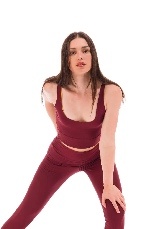 Bamboo Reversible Yoga Bra Burgundy Compression