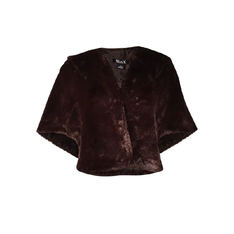 S.L. Fashions Women's Solid Faux Fur Shawl Capelet European