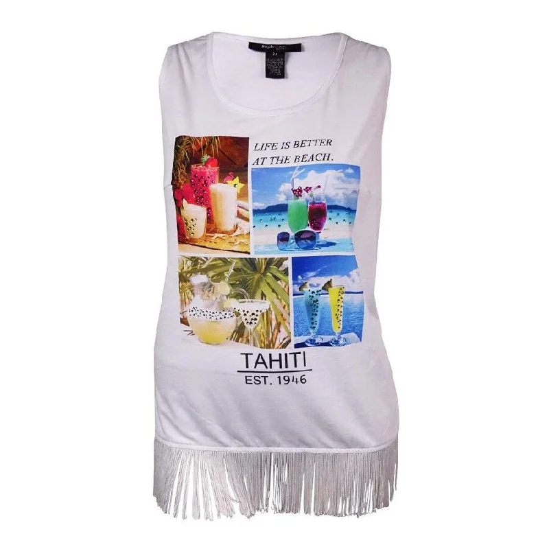 Style & Co. Women's Rhinestone Tahiti Graphic Tank Top Business