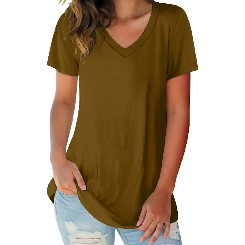 6Pack Womens Ultra Soft Cotton Blend VNeck Short Sleeve TShirts MultiColor Earthy Women's Hemp - based