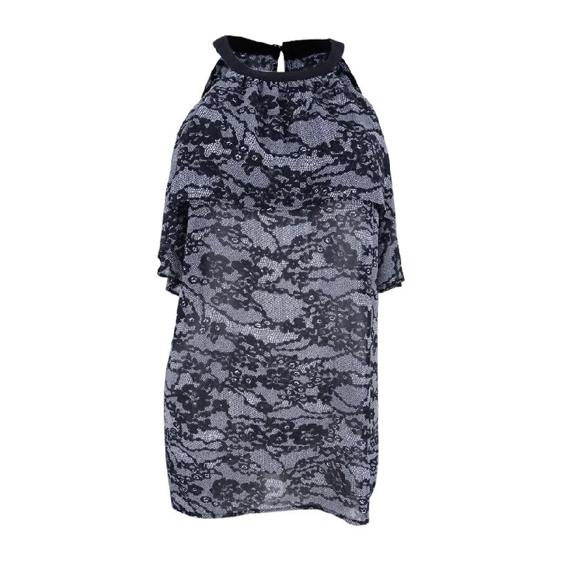 Michael Kors Women's Ruffled Printed Top Sporty Women's Athleisure 