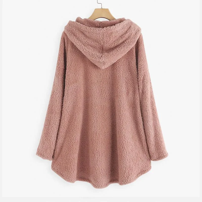 Women's Teddy Coat Cat Animal Front Pocket Hoodies Casual Women's Loose - fitting