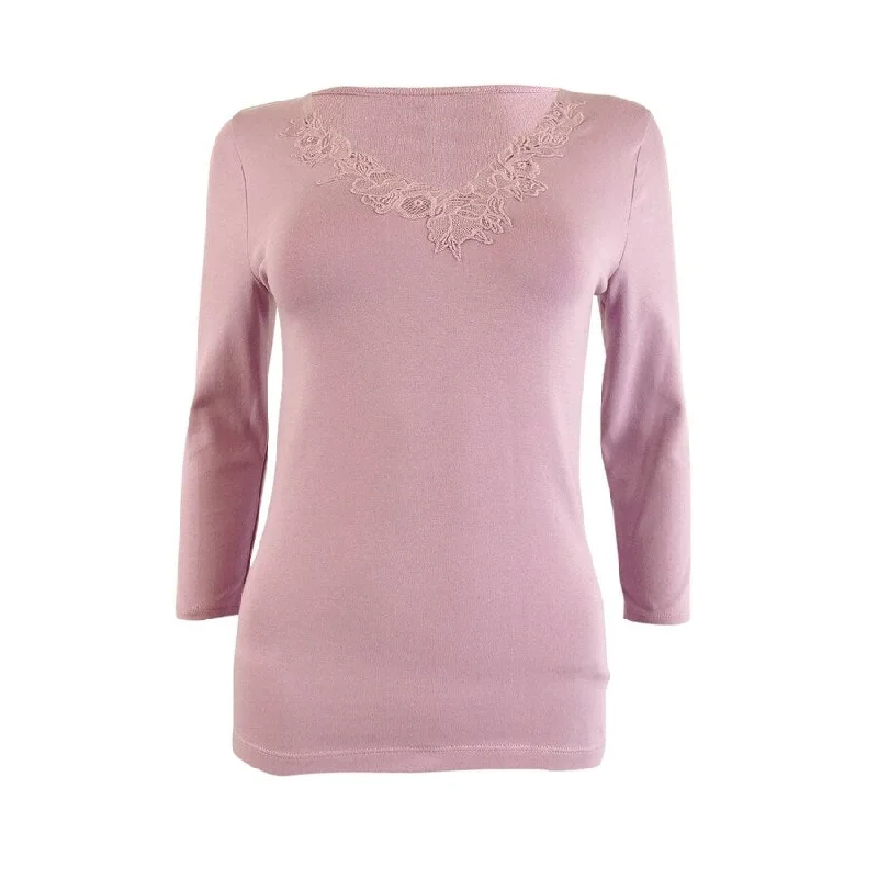 Lauren Ralph Lauren Women's Lace-Trim Stretch Cotton Top (XS, Scottish Primrose) Business Lauren Ralph Lauren Women's Lace-Trim Stretch Cotton Top (XS, Scottish Primrose) Business