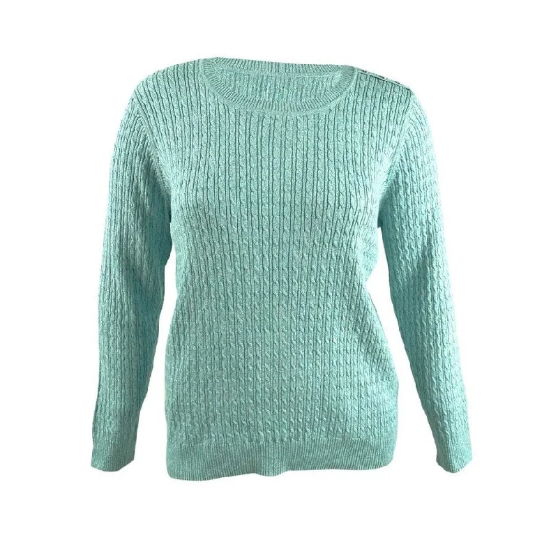 Karen Scott Women's Cotton Baby Cable-Knit Sweater Cozy Women's Sherpa - lined